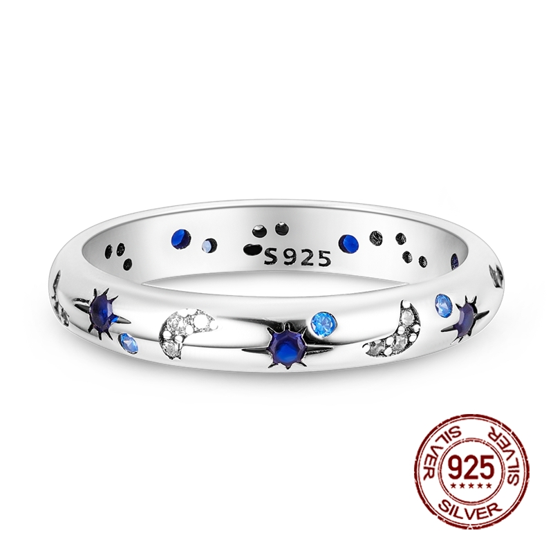 Women's 925 Silver Sparkling Starry Night Ring